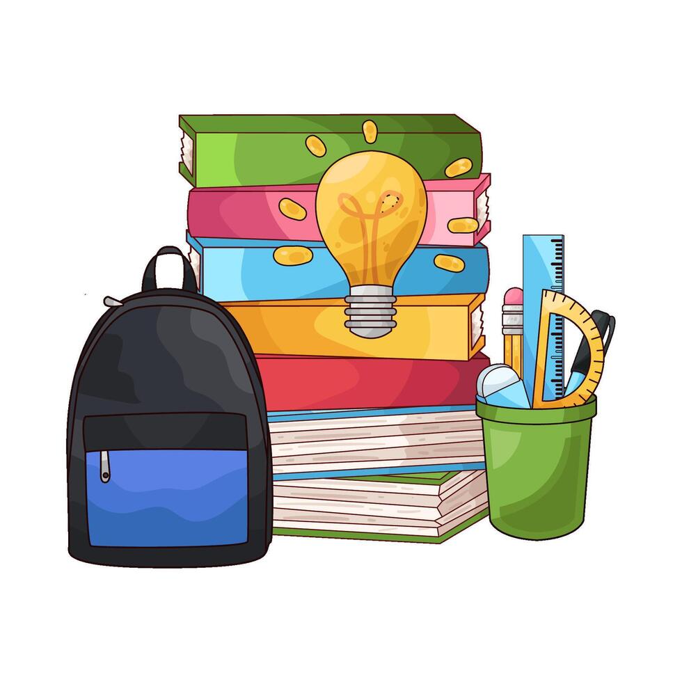illustration of School equipment is stored neatly vector
