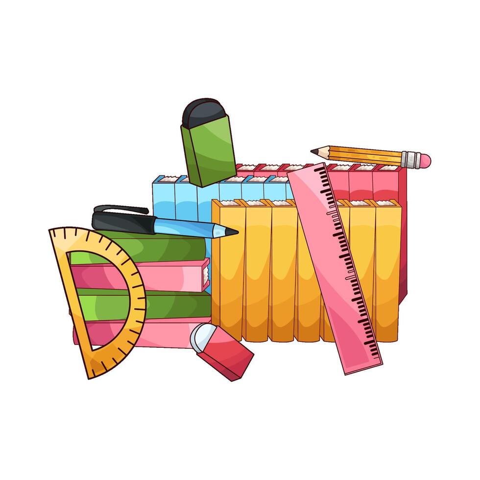 illustration of stationery with books vector