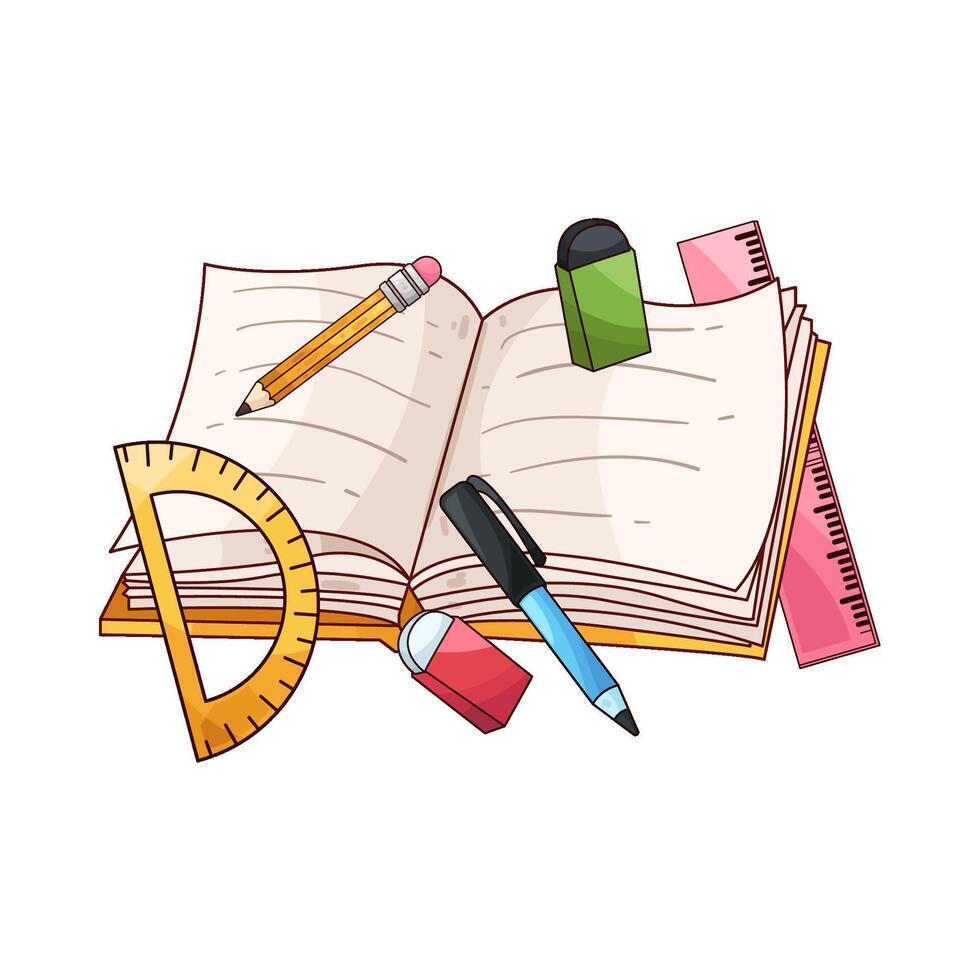 illustration of books with stationery vector