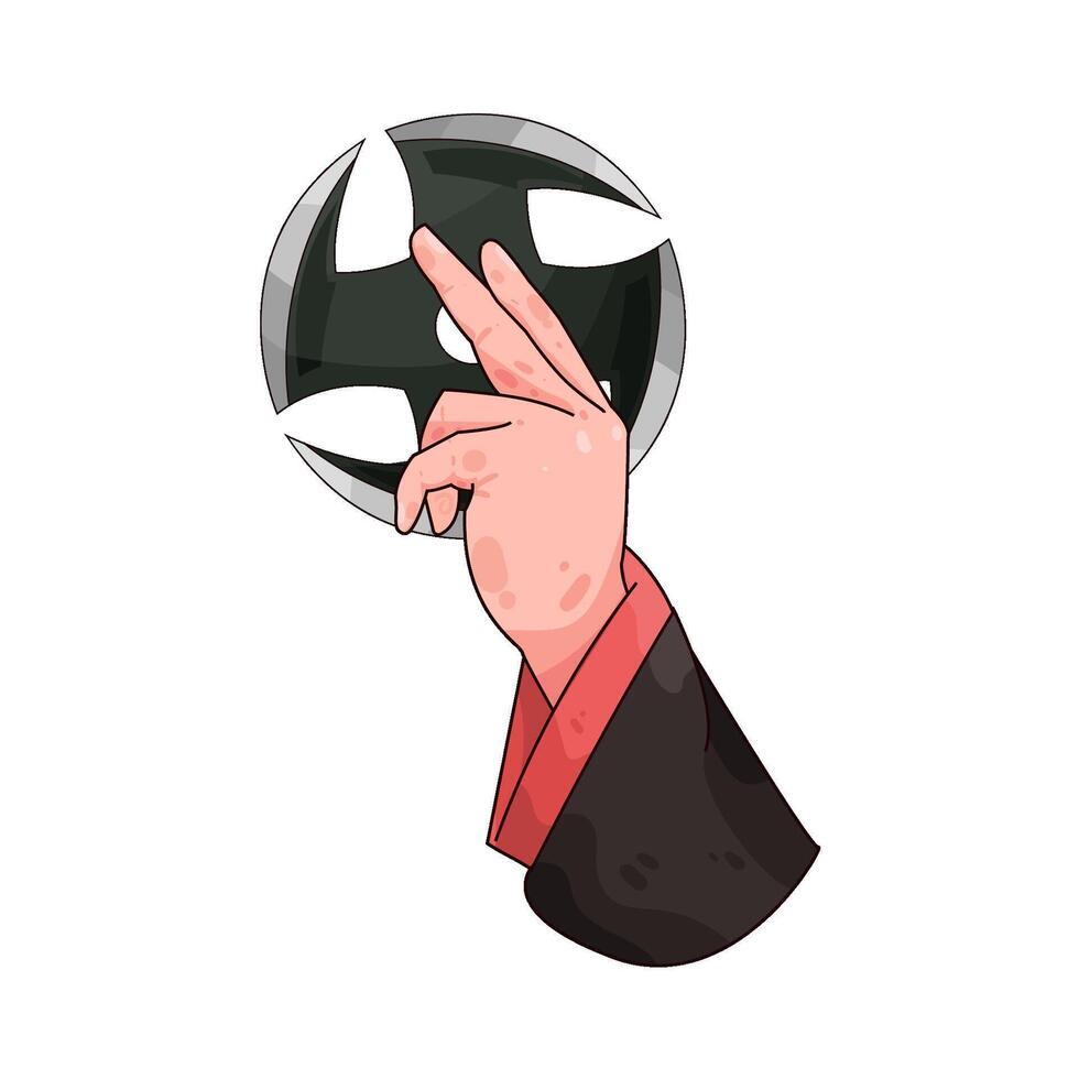hands with shuriken illustration vector