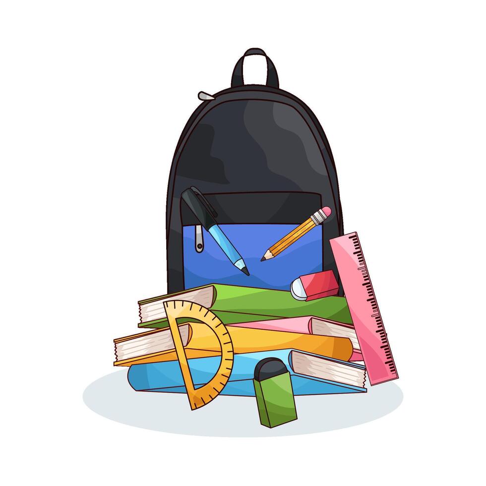 school supplies and backpacks vector