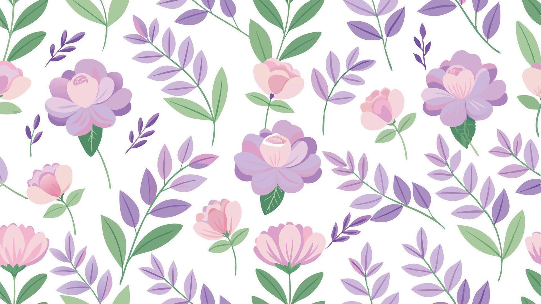 seamless pattern with flowers and leaves vector