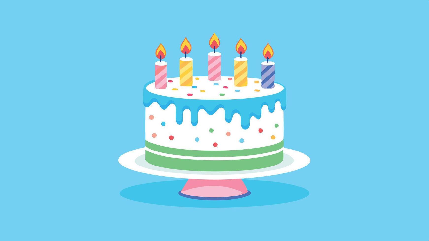 a birthday cake with candles on top vector