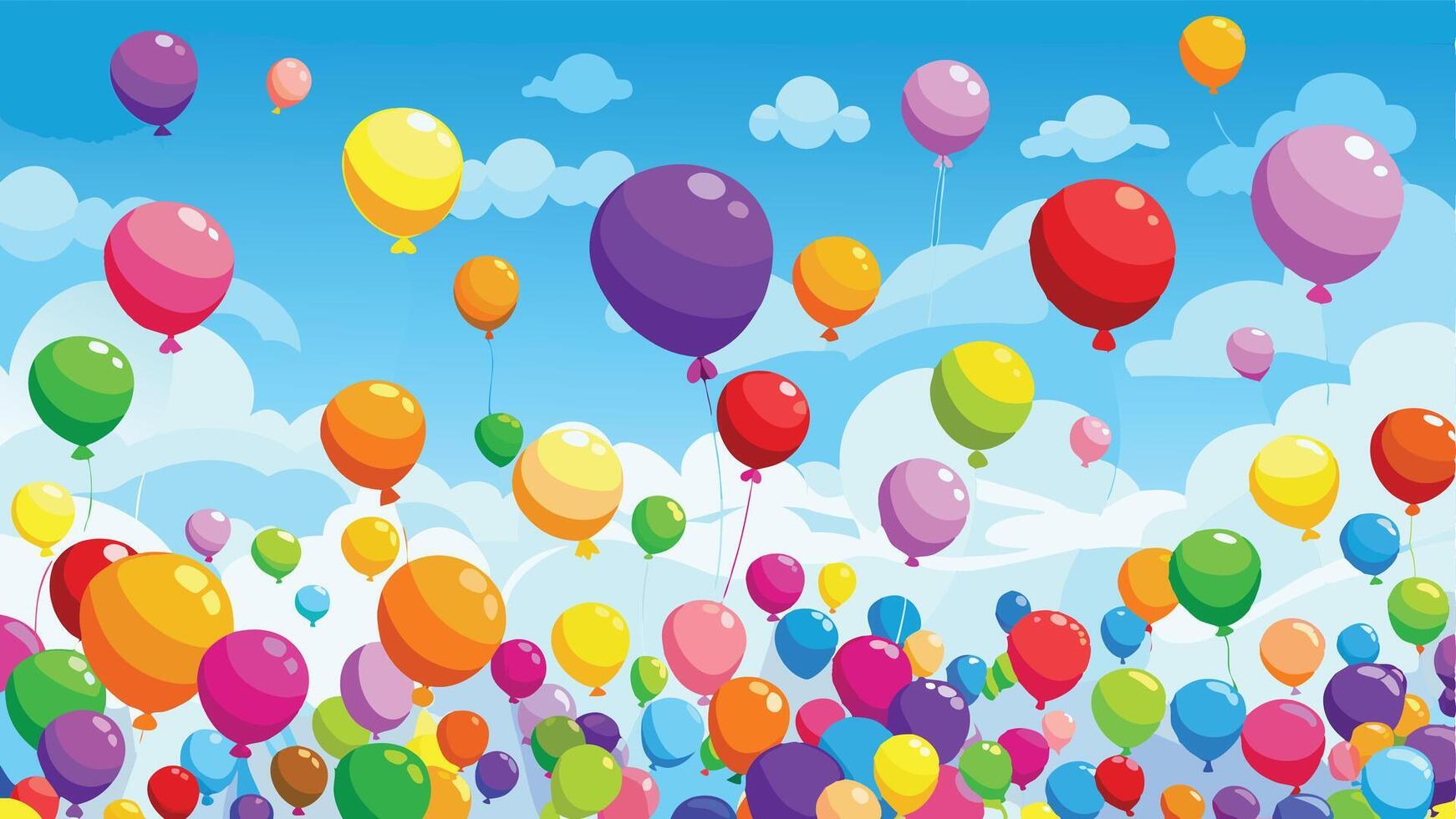 a colorful group of balloons floating in the sky vector