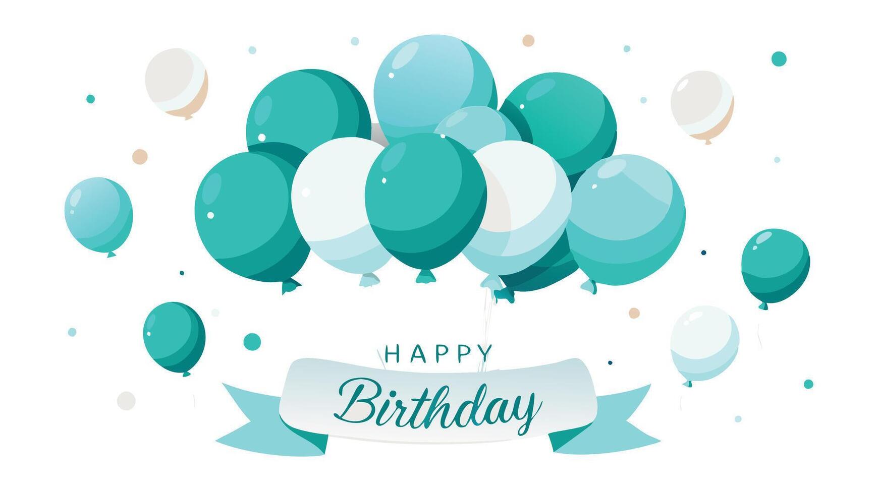happy birthday card with balloons and ribbon vector