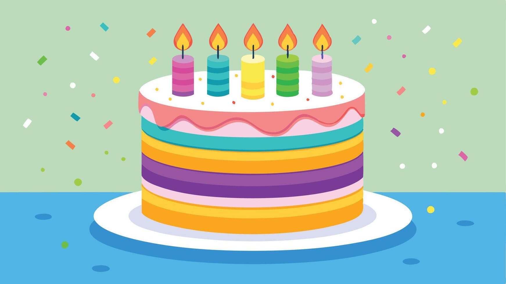 a birthday cake with four candles on top vector
