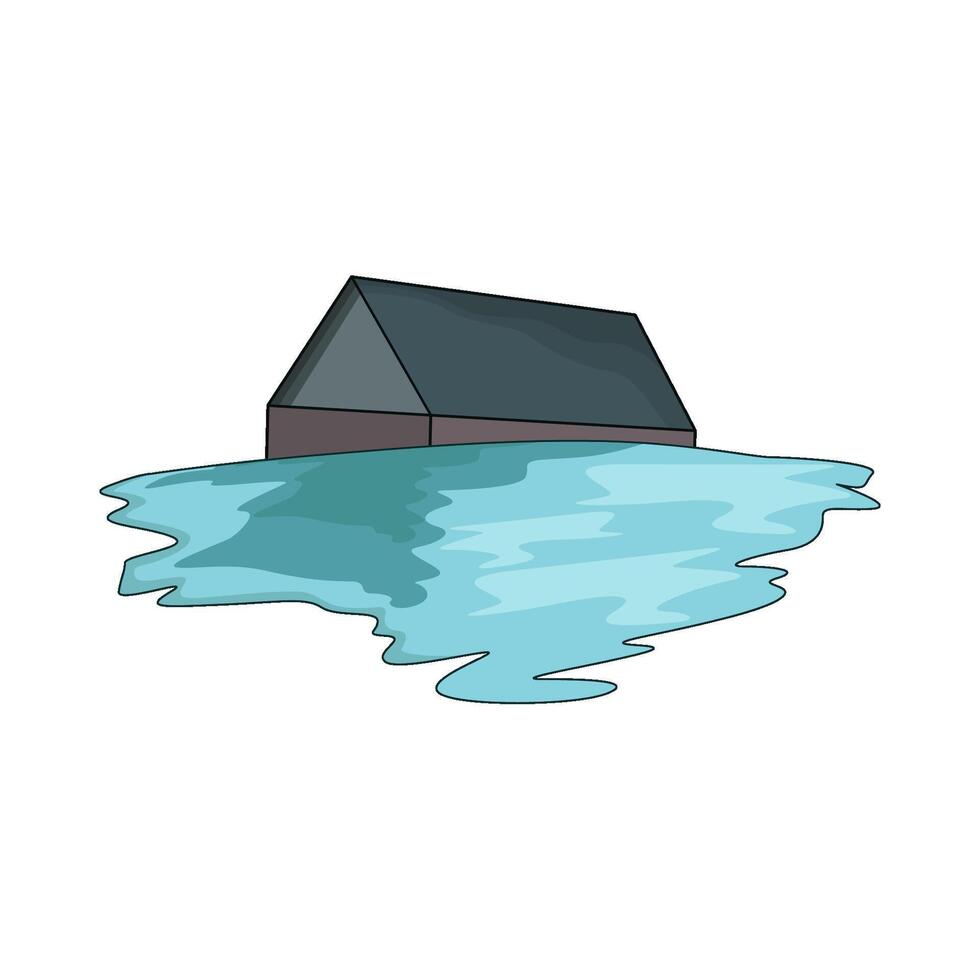 Flooding house illustration vector