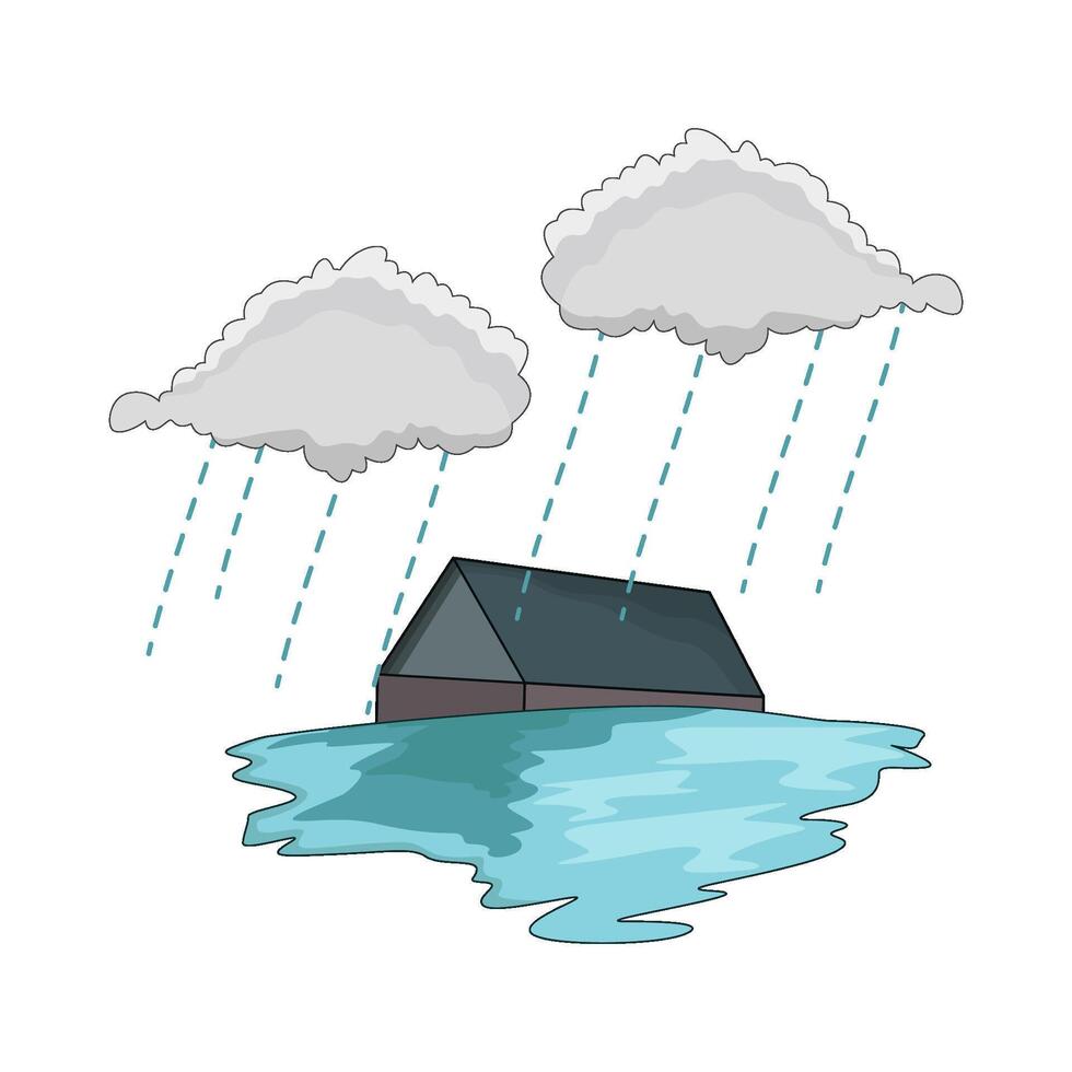 Home Submerged in Rising Water vector
