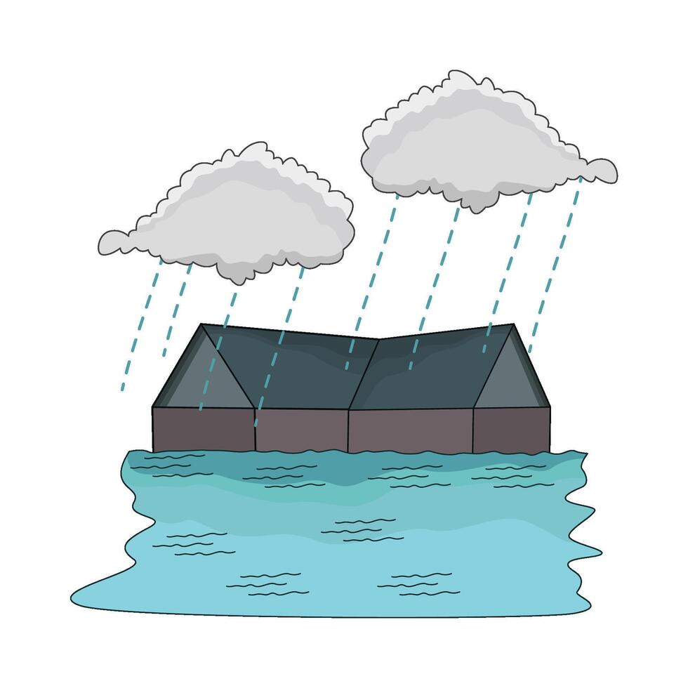 Home Drenched by Natural Disaster Flood vector