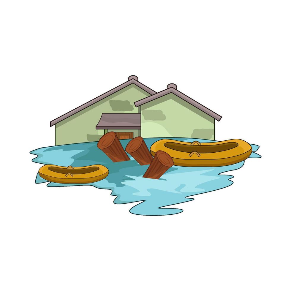Destroyed Home from Flooding Disaster vector