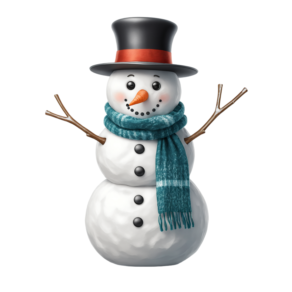 A snowman with a hat and scarf png