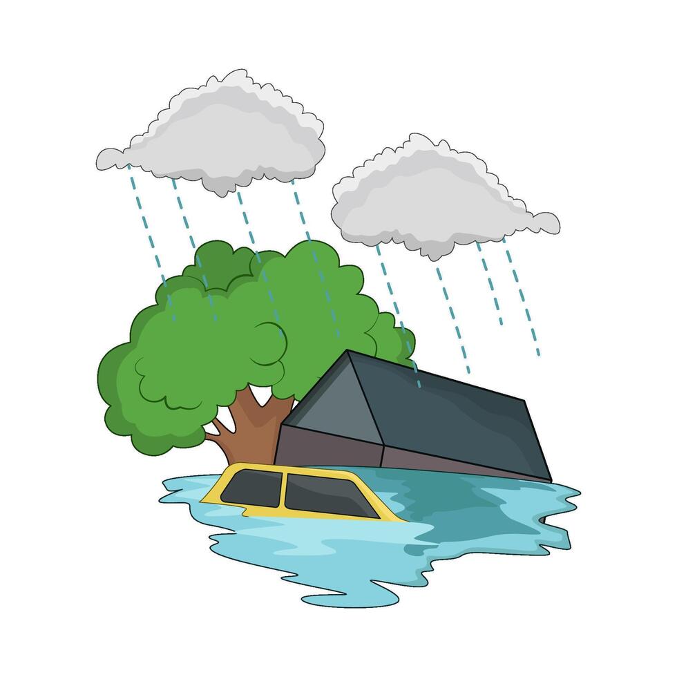 Row of Houses Under Water vector