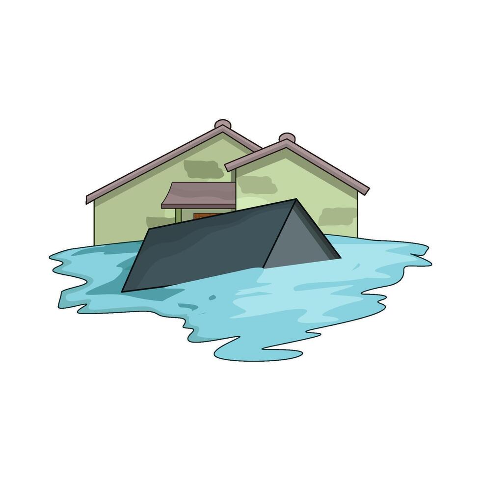 Damaged Property from Flood Aftermath vector