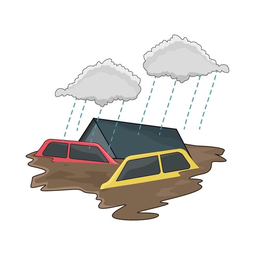 Home Submerged in Rising Water illustration vector