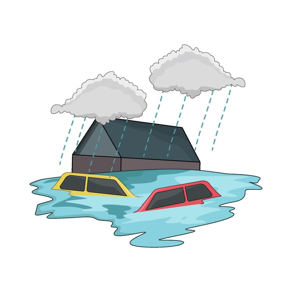 Desolate Flooded House Exterior View vector