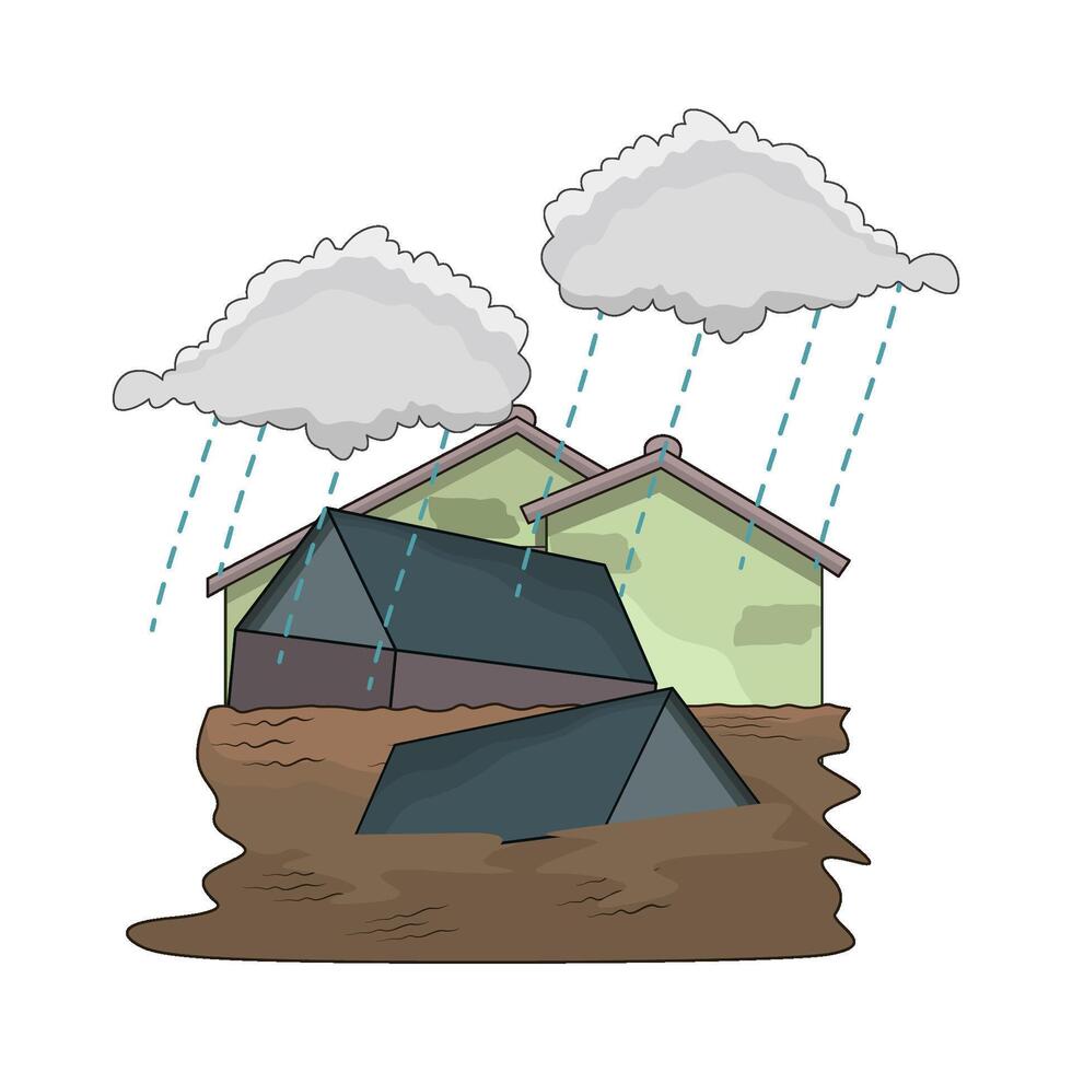 Flooded House During Torrential Rain vector