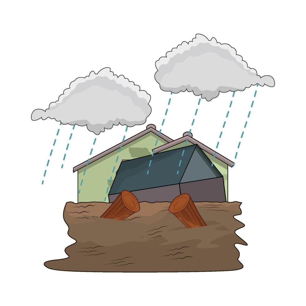 Sunken Furniture in Flooded House vector