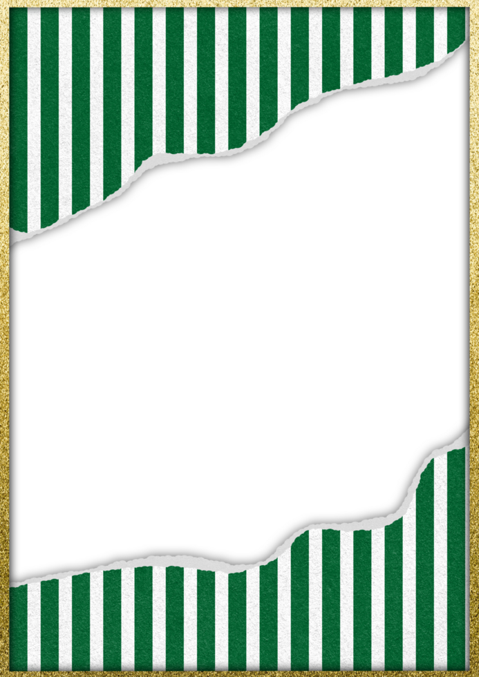 Green and gold striped frame with Transparent background png