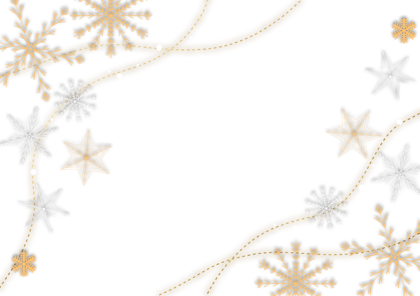 A black and gold christmas border with snowflakes png