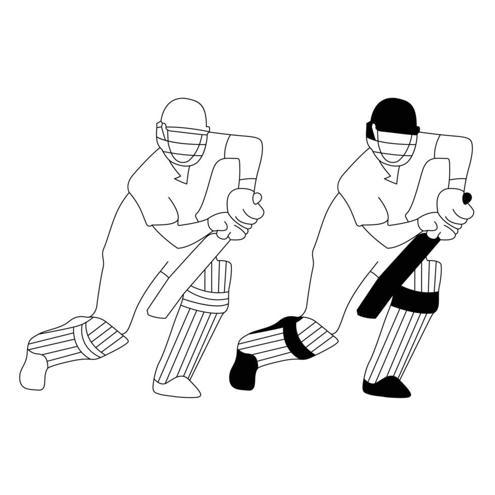 Cricket Player Silhouette Line Art vector