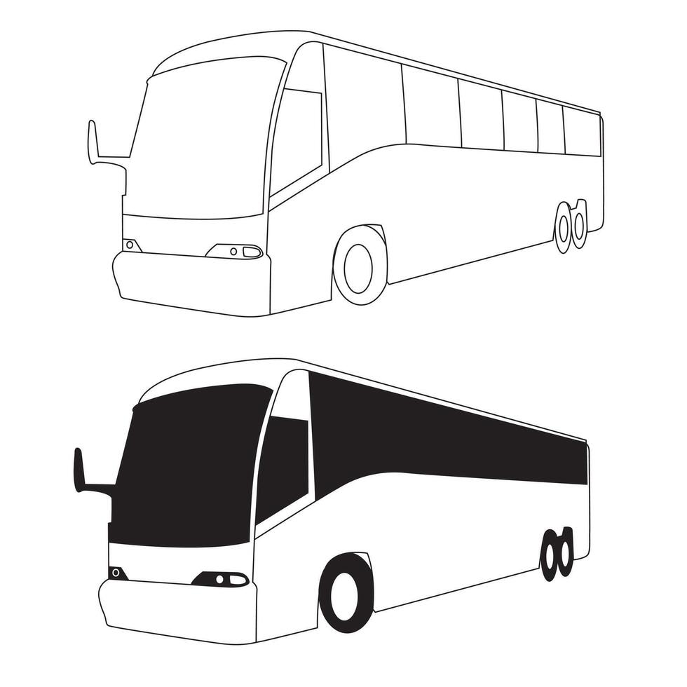 Bus Silhouette line Art vector