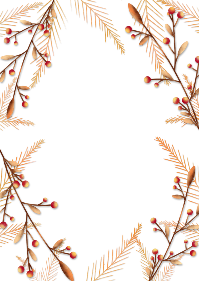 A wreath of pine branches and berries on Transparent background png