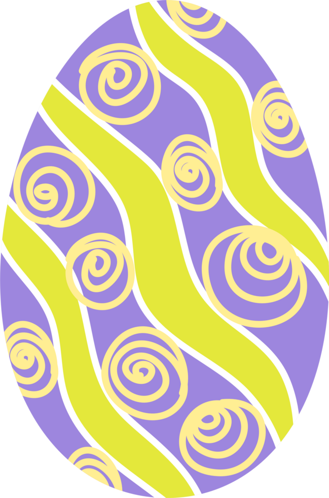 Cute painted eggs for Easter in purple and green png