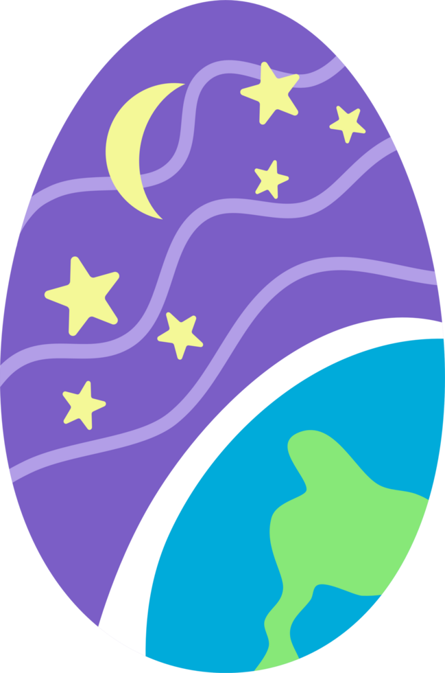 Cute Easter painted eggs with extraterrestrial patterns png