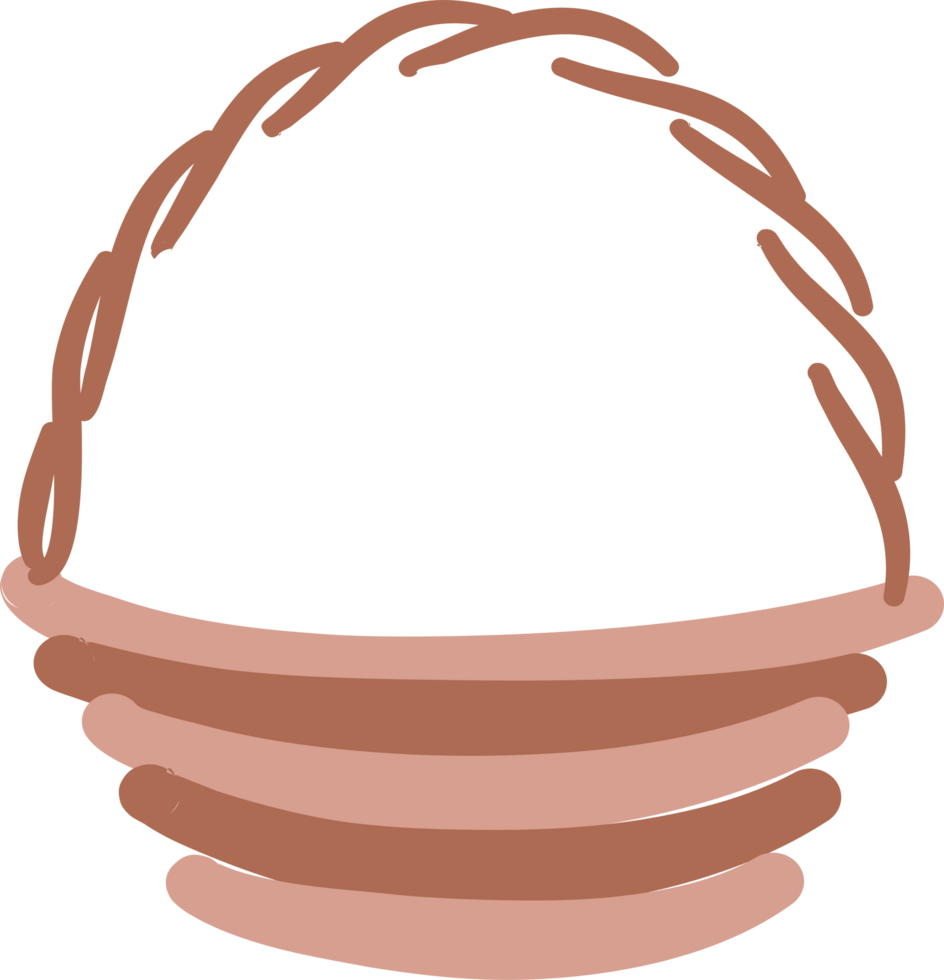 Flat pastel brown simple basket illustration png