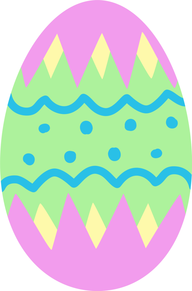 Cute painted eggs for Easter in green and pink tones png