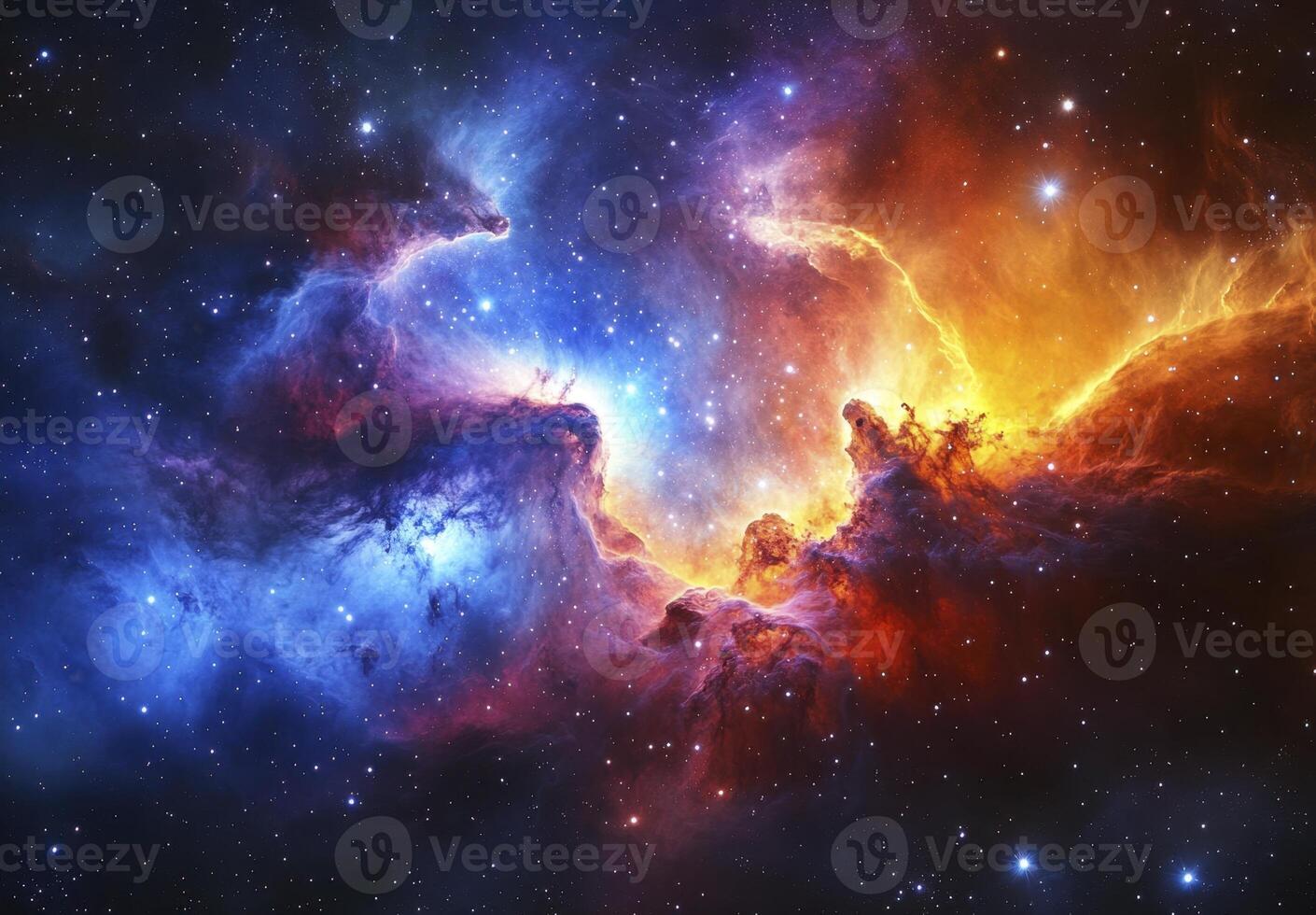 Cosmic Nebula of Blue and Orange Hues photo