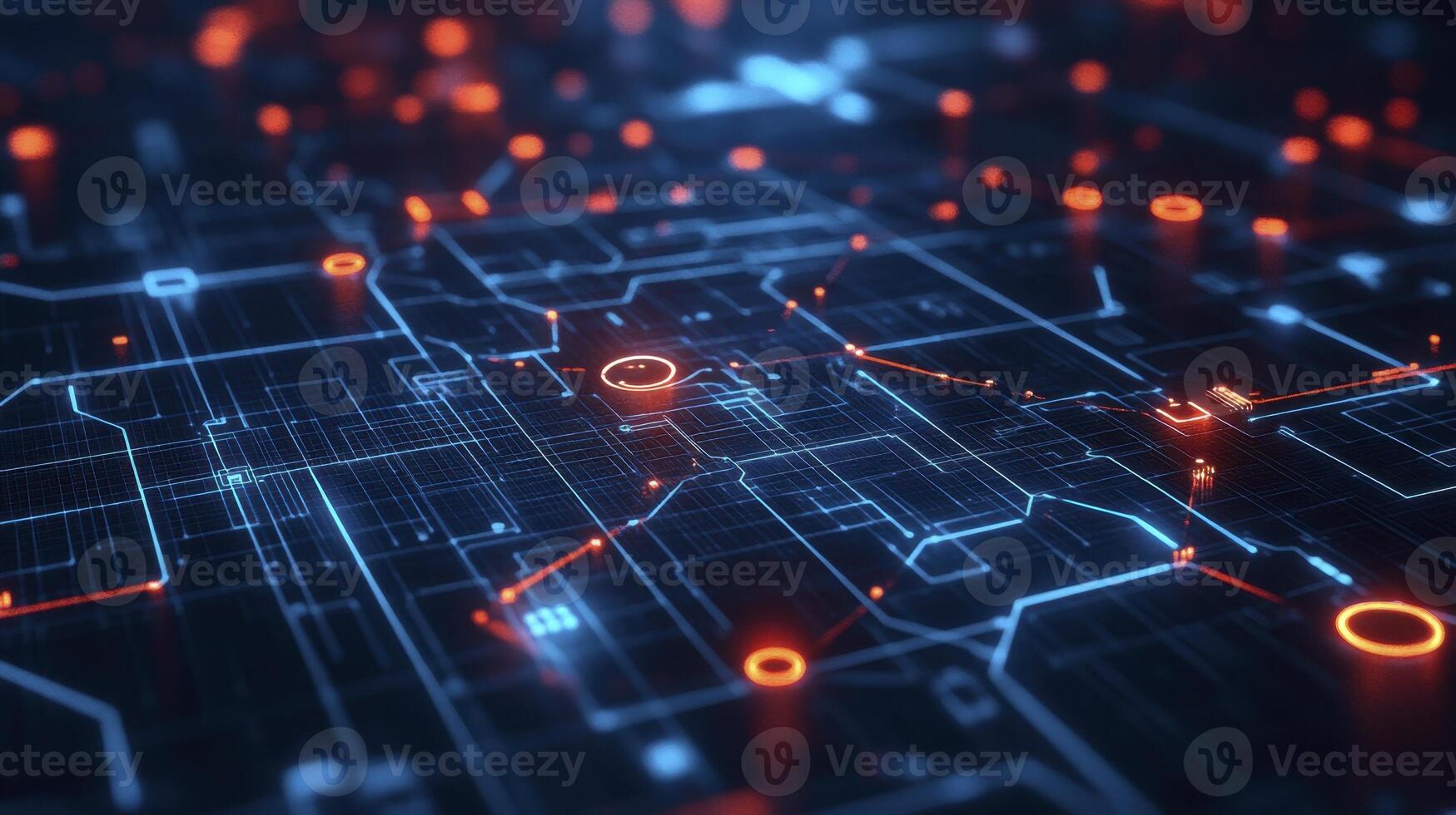 Abstract Futuristic Technology Circuit Board Digital Network Design photo