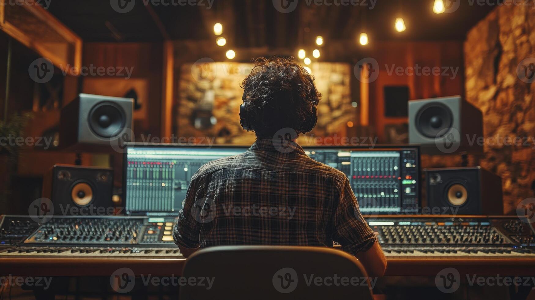 Music Producer in Professional Recording Studio Working on Mix photo