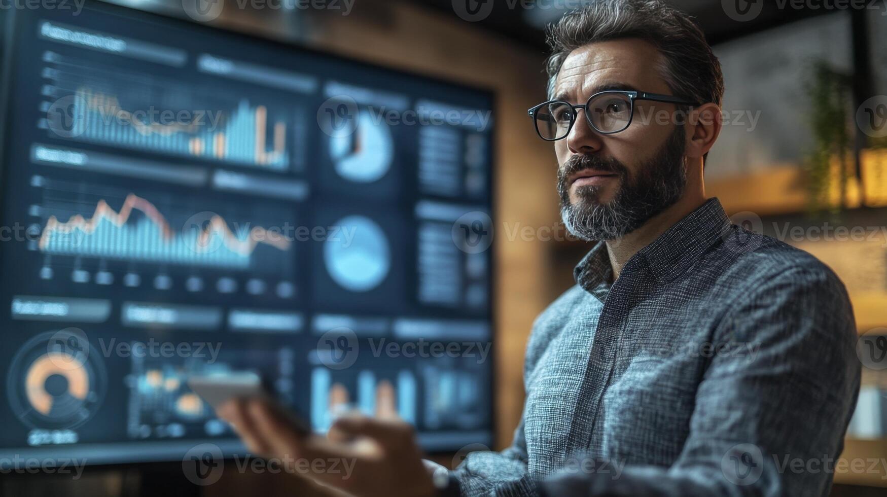 Data Analyst Reviews Business Intelligence Dashboard Metrics Charts Graphs photo
