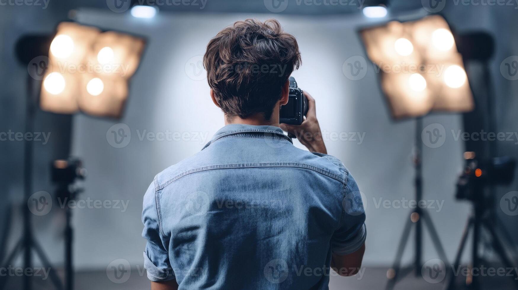 Photographer Studio Shoot Backlit Lighting Portrait Session Setup photo