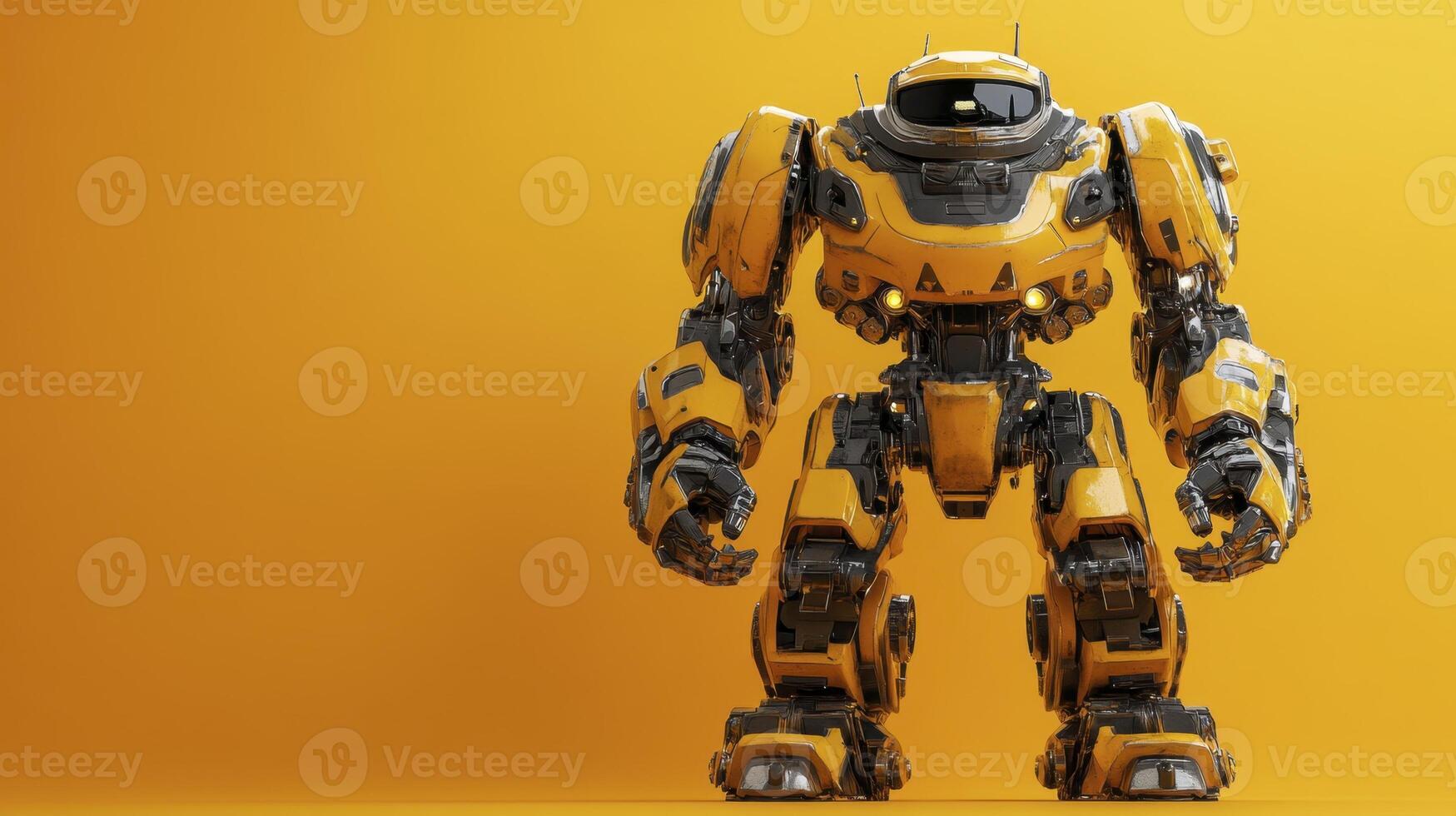 Robust Yellow Combat Robot Futuristic Design, Powerful Build photo