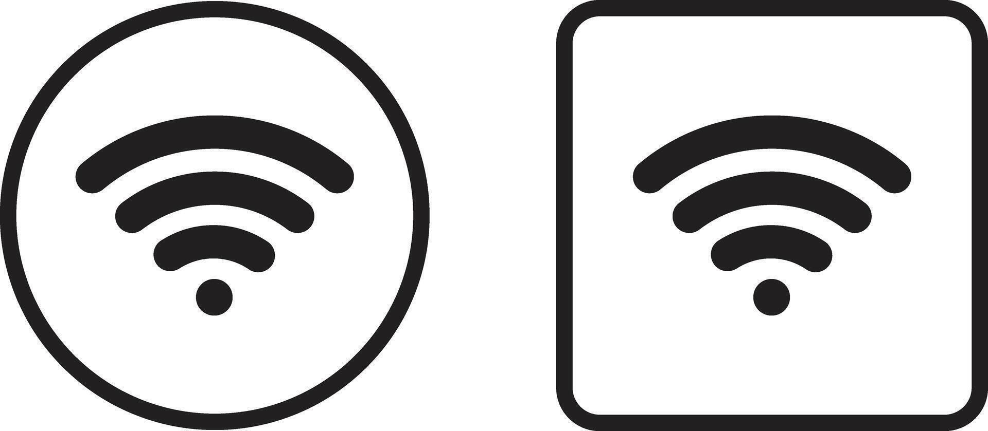 WIFI icon set in circle and square isolated on white background . Wireless sign . illustration vector