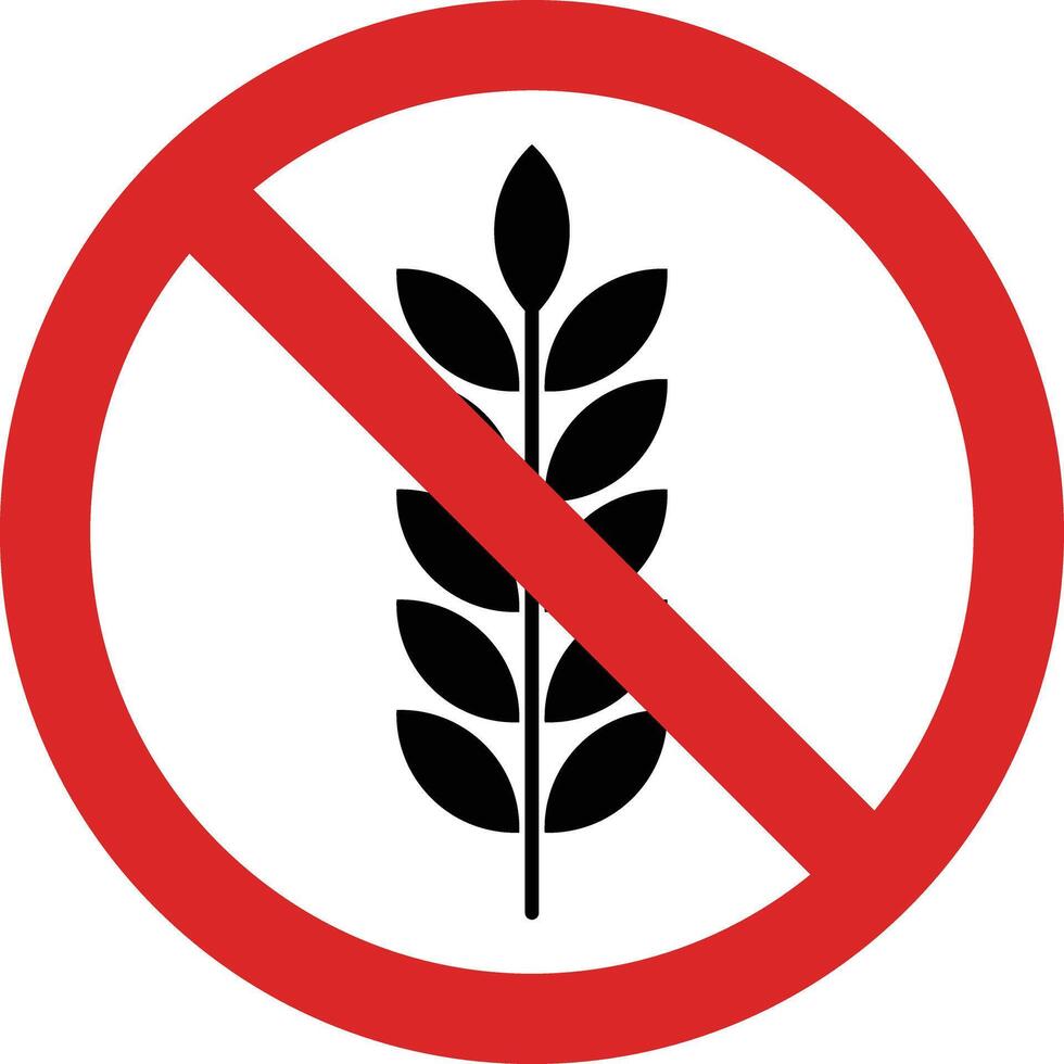 No wheat sign isolated on white background. Gluten free symbol . illustration vector