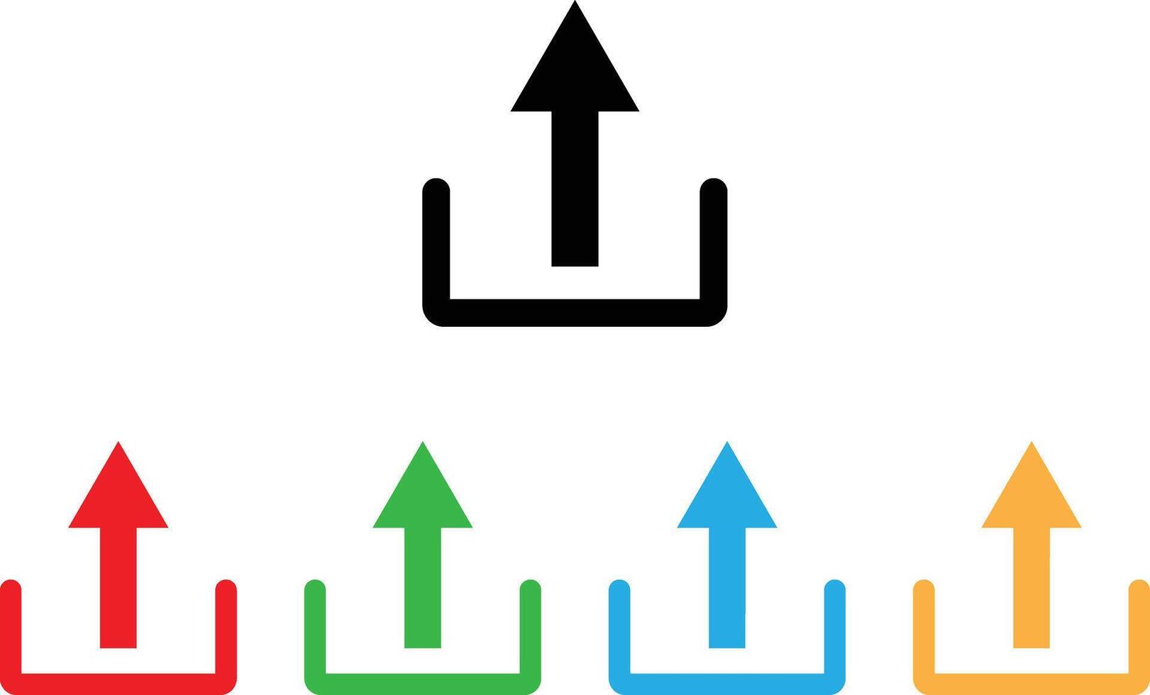 Colorful upload icon set in different colors . Arrow upload icon . illustration vector