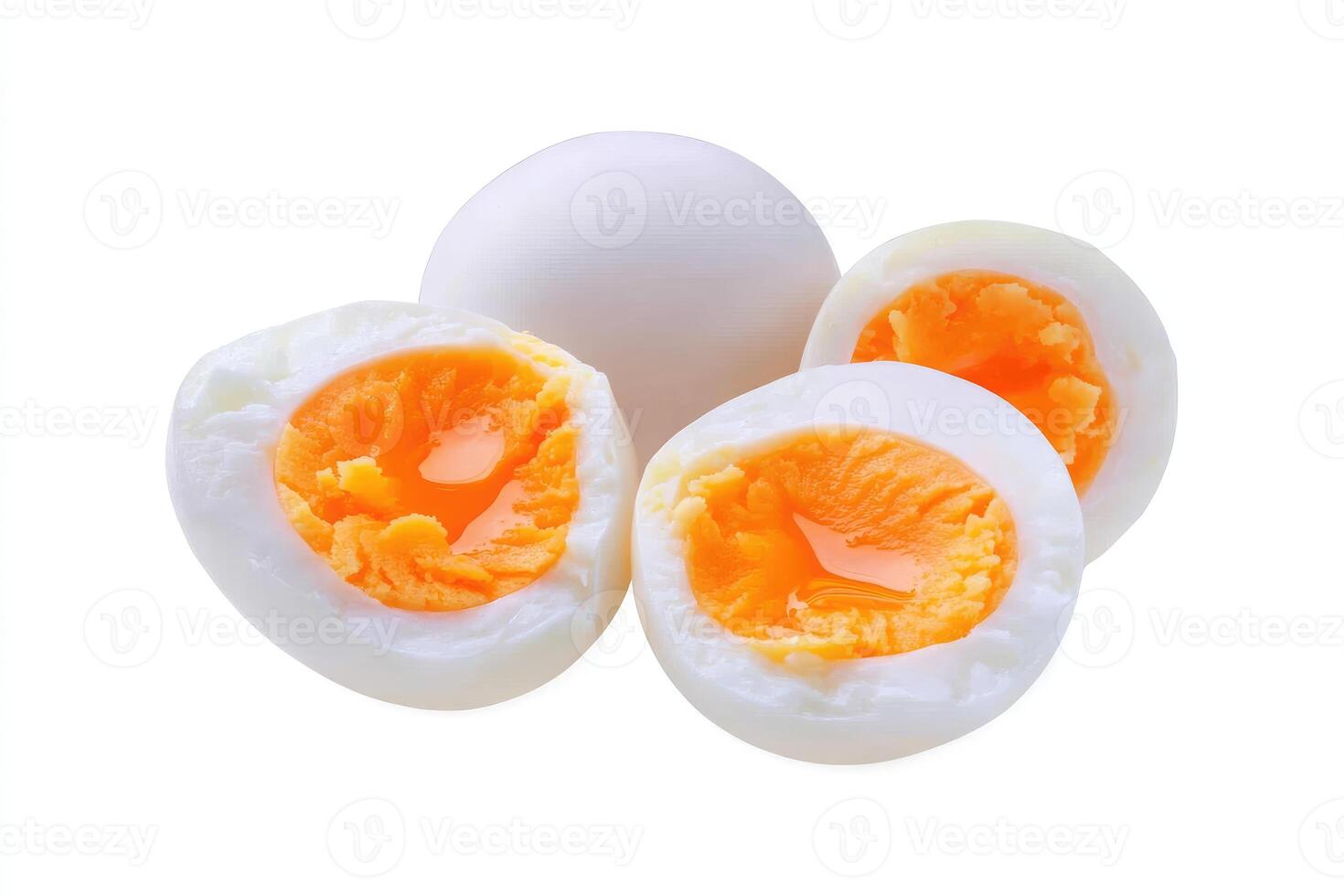 Delicious Boiled Eggs Cut in Half Showing Yolks Healthy Breakfast photo