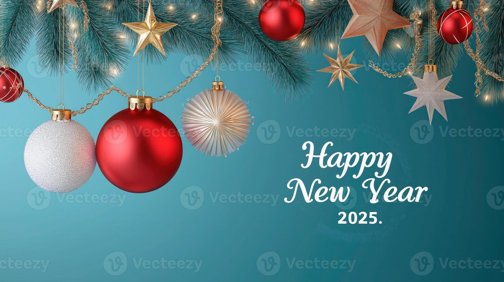 Festive Christmas Ornaments 2025 New Year s Greeting photo