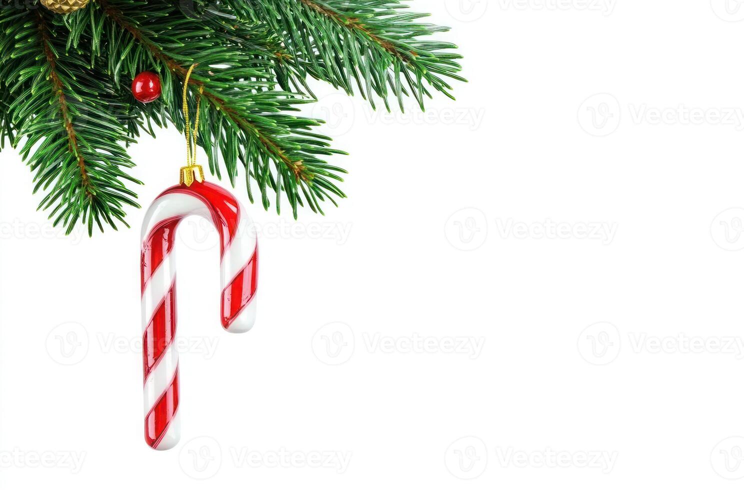 Christmas Candy Cane Ornament Fir Branch Festive Decoration Holiday Background photo