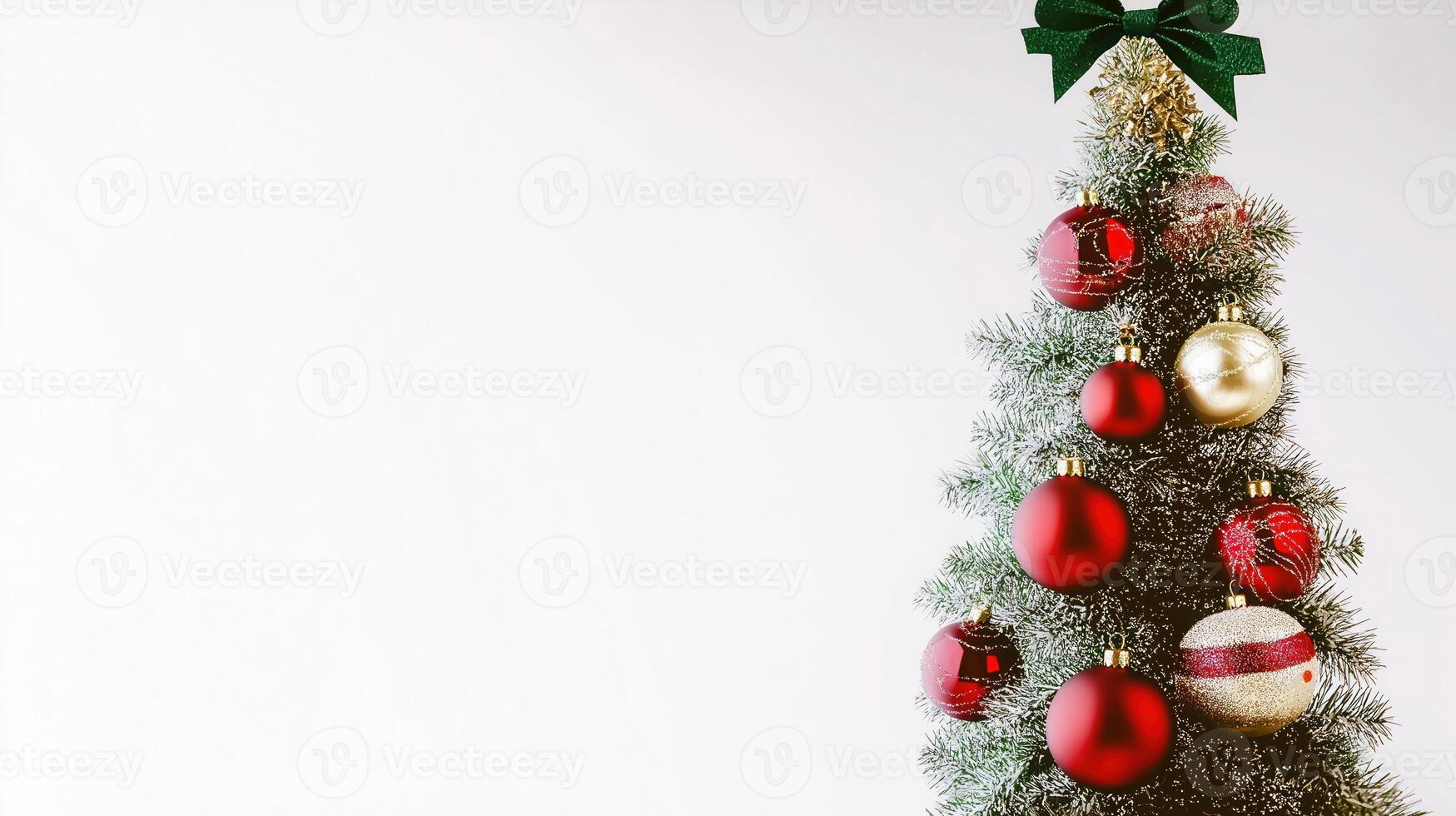 Festive Christmas Tree with Red Gold Ornaments Winter Holiday Decor photo