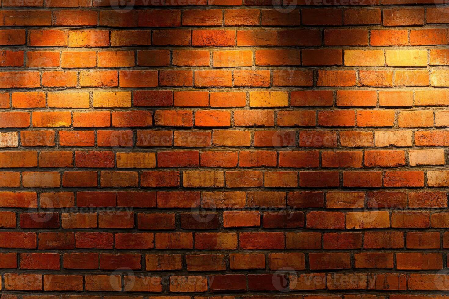 Illuminated Brick Wall Texture Background Design Architecture photo