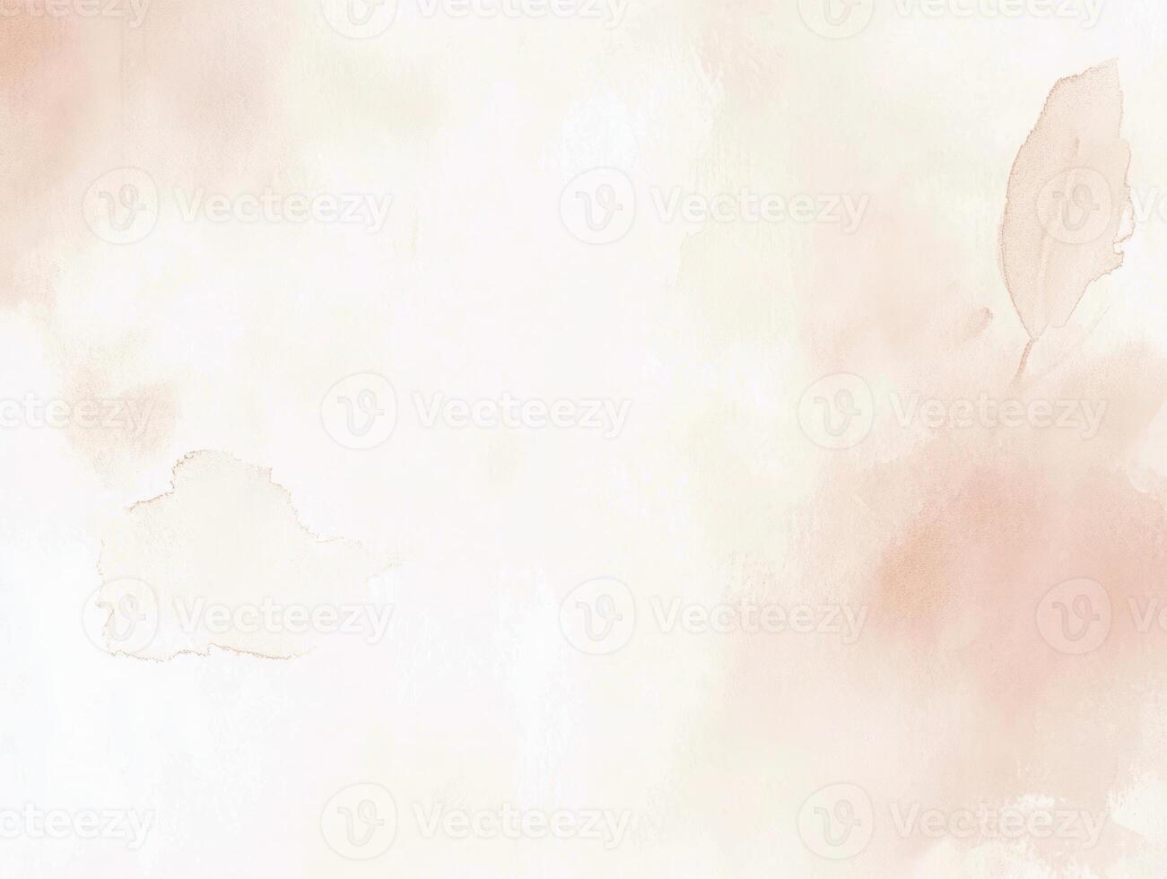 Soft Peach Watercolor Background Abstract Texture with Leaf Detail photo