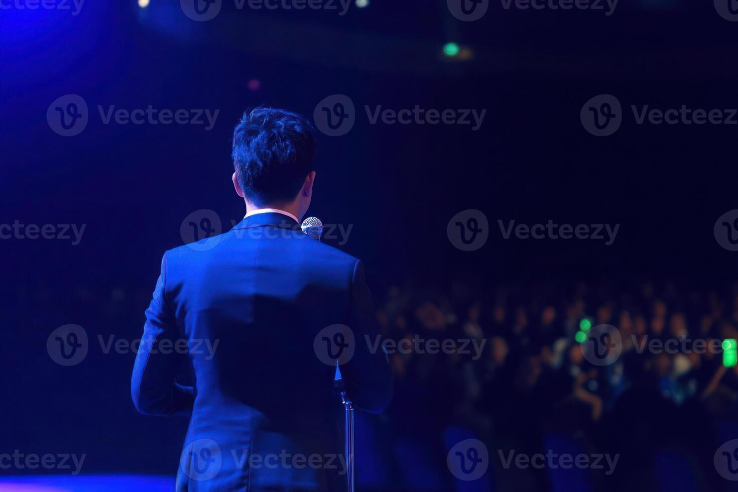 Businessman Speaker at Conference Audience Presentation Motivational photo