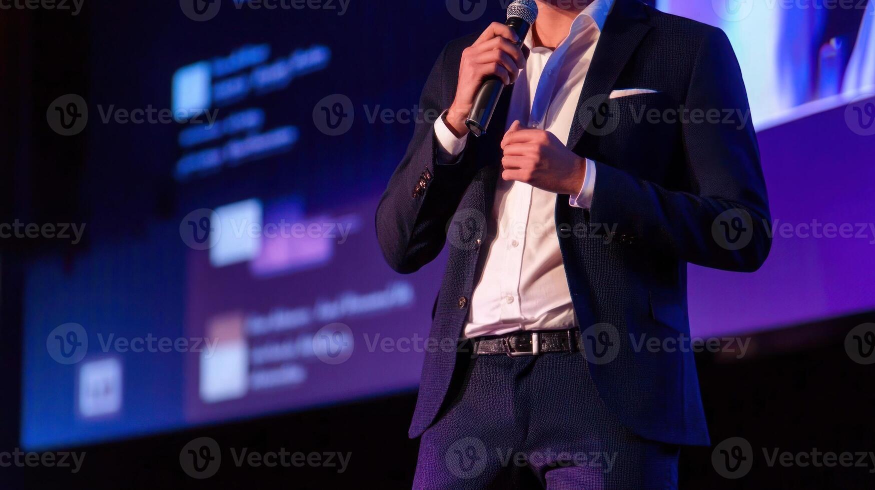 Businessman Speaker Conference Presentation Microphone photo