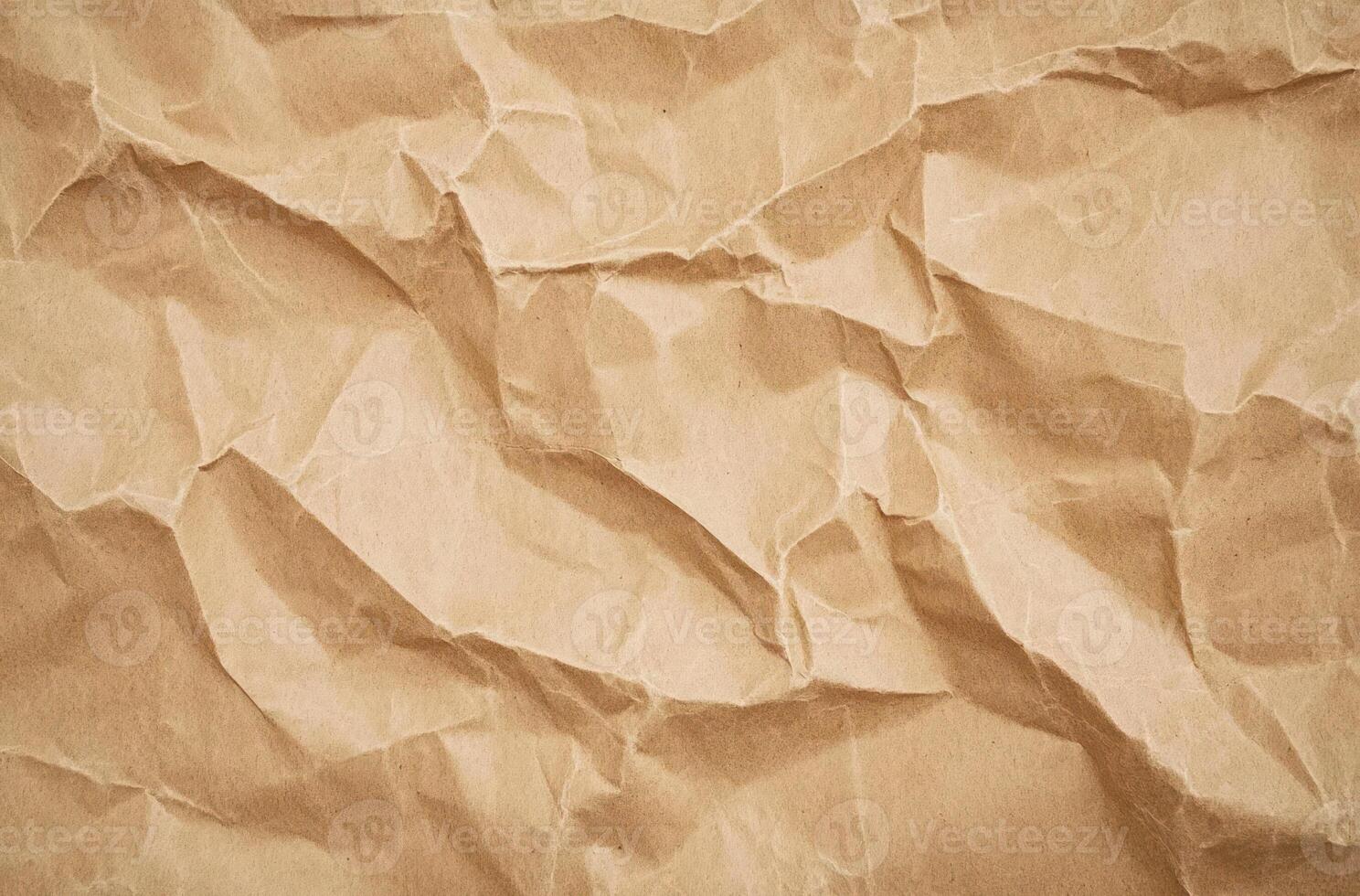 Crumpled Brown Paper Texture Background Kraft Paper Recycle Grunge Design photo
