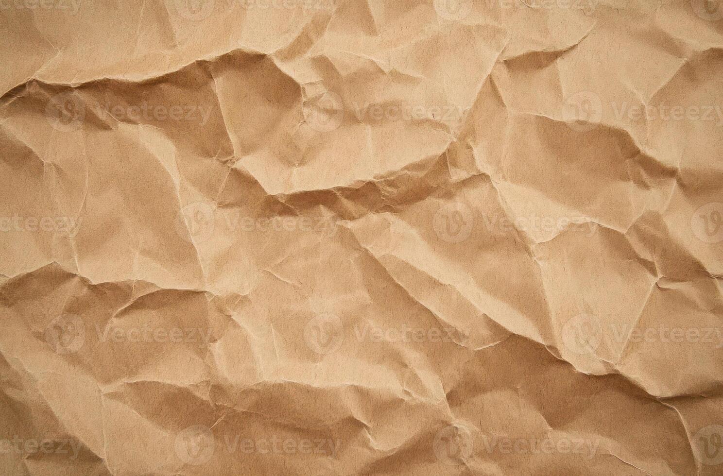 Crumpled Brown Paper Texture Background Grunge Recycled Craft photo