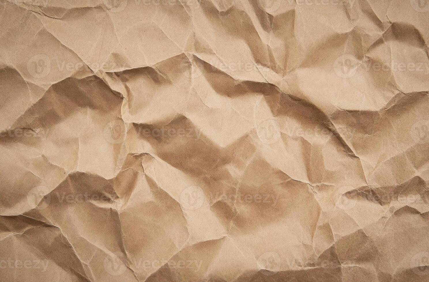 Crumpled Brown Paper Texture Background Grunge Vintage Craft Recycle photo